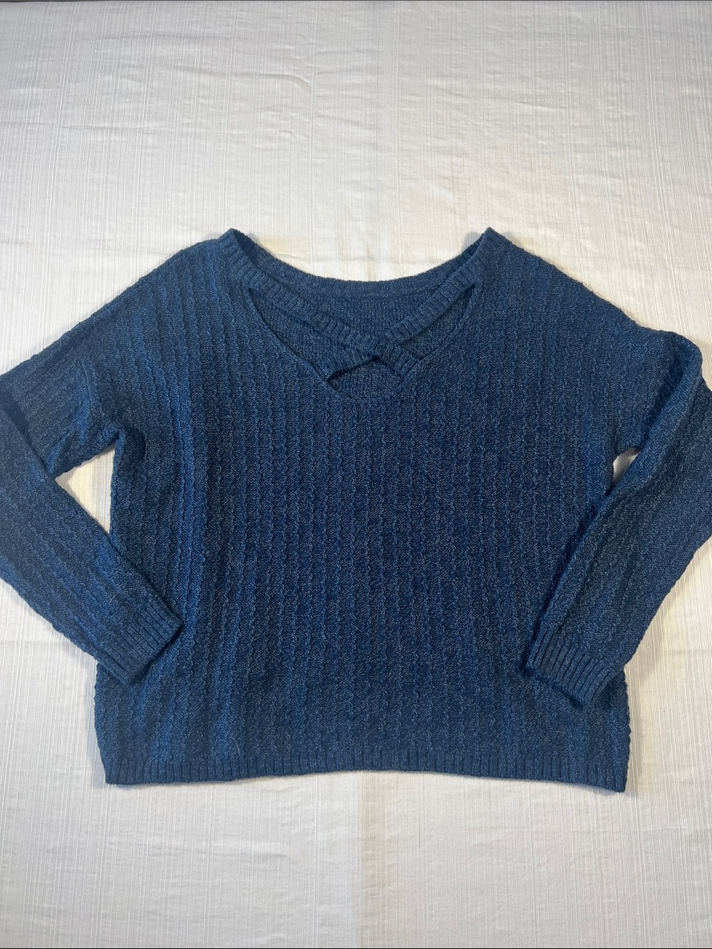 Hollister Navy V-Neck Ribbed Knit Sweater